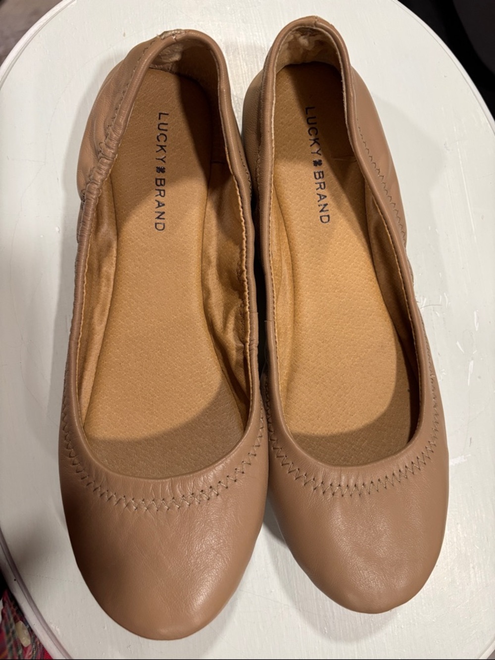 Lucky Brand Nude Tan Leather Ballet Flats